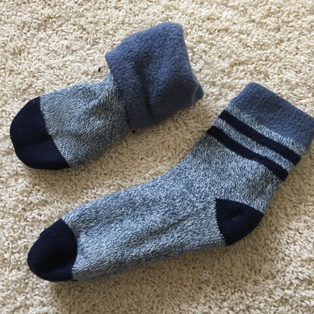 Cabin Socks: Blue & fuzzy